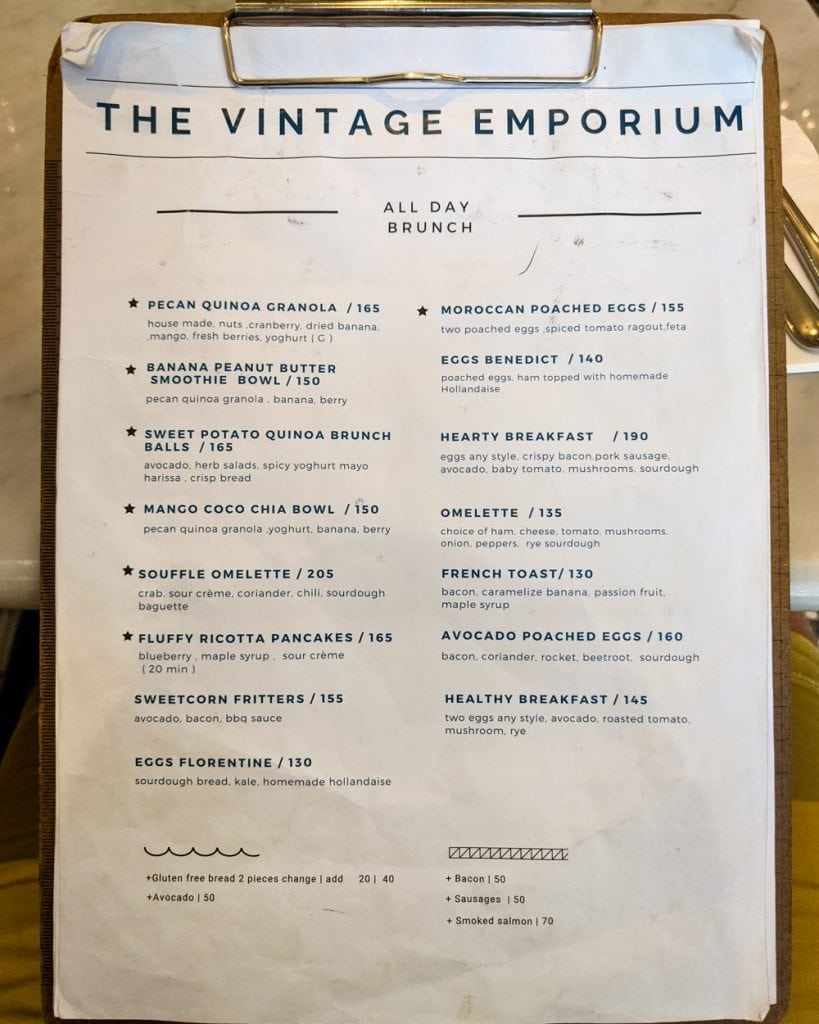 Vintage Emporium Menu - Page 1